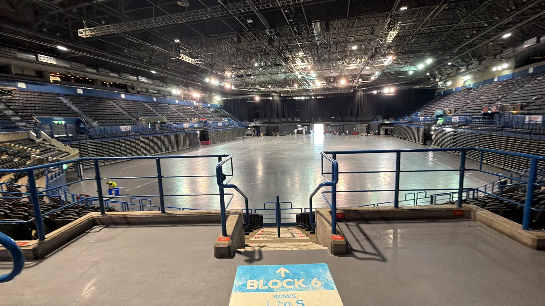 The arena floor, seating tiers and roof structure at Utilita Arena Birmingham