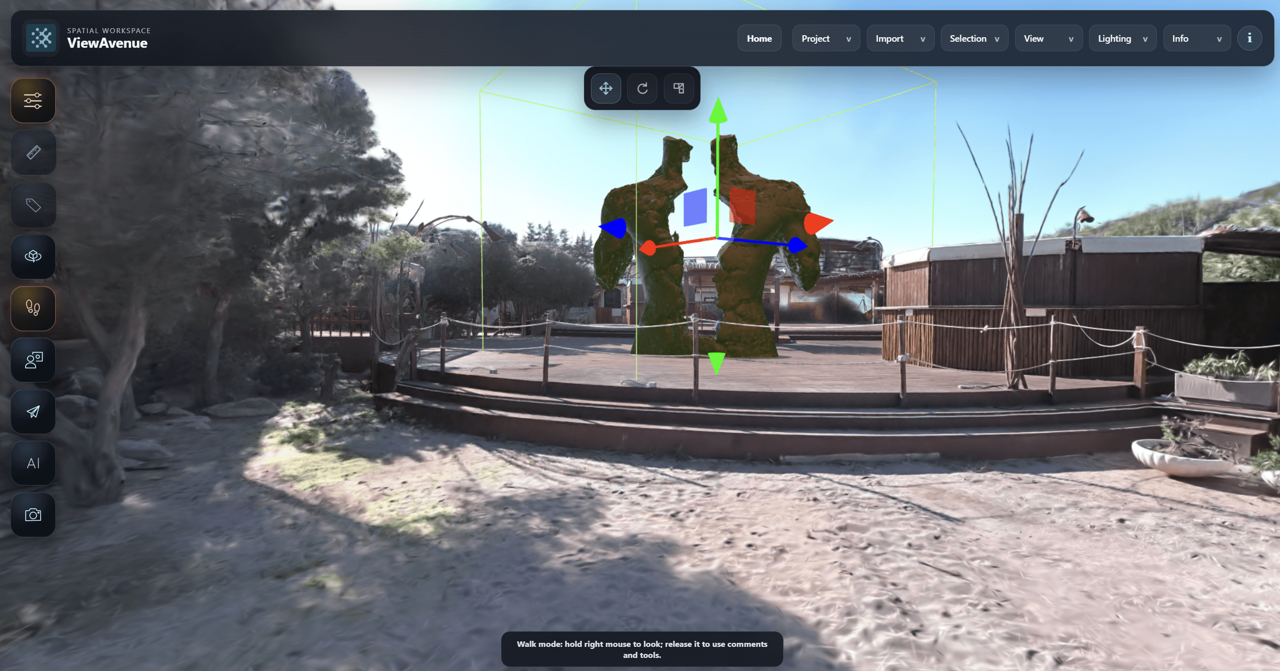 A 3D asset placed into the captured venue